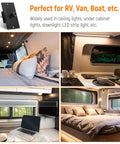 12 Volt 24V PWM LED Dimmer Switch 15 Amp 180 Watt Rotary Knob Control Hella Reliable Aluminum Housing mounted in RV lighting.