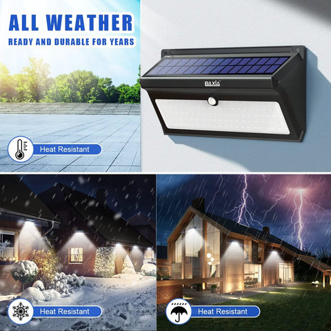 Outdoor Solar Lights Wireless 100 LED Motion Sensor Security Wall Lights Waterproof For Front Door Backyard Steps Garage And Garden 2000 Lumens Mega Pack