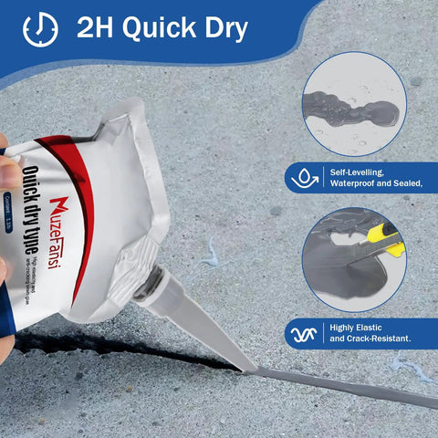 Applying Cement Crack Sealant For Concrete, Quick-Drying Waterproof Repair Sealant And Weather-Resistant Caulking Glue on a driveway crack