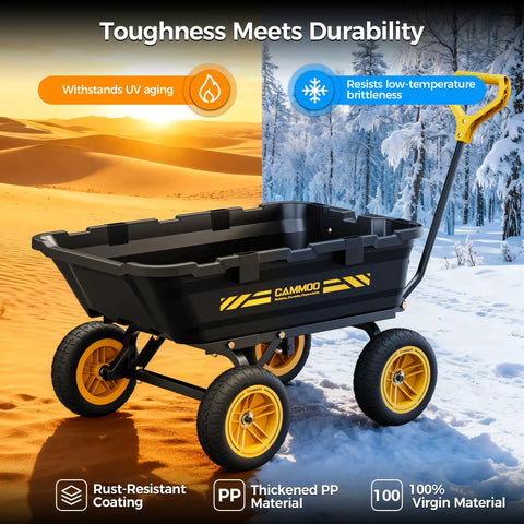 No Flat 10 Inch Tires Garden Dump Cart Beefy Heavy Duty With Quick Release Dump Expandable Capacity Over 4 Cu Ft