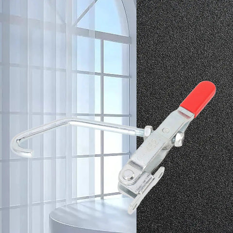 Beefy J Hook Toggle Clamp With 375LBS Holding Capacity And Adjustable Quick Release Pull Latch For Smoker Lids on gate panel