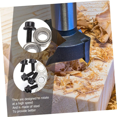 One Set Top Mounted Router Bit Bearing Replacement Kit With Ball Bearing Guides For Router Bits Upgrade And Repair