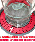 Glass jar on red Bees Feeding Bowl Bee Feeder Waterer For Hive Drowning Proof Plastic Mesh Syrup Dispenser with screen guide