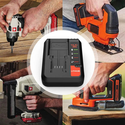 Heavy Duty Fast 2A 20V Lithium Battery Charger For Black And Decker 20V Tools And Porter Cable 20V Tools With 52 Inch Cable Replacement
