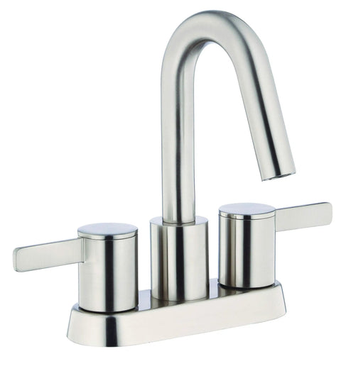 Centerset Lavatory Faucet in Brushed Nickel for Three Hole Sinks Four Inch Centerset Brass With Ceramic Disc Cartridge DA505219P