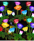 Colorful Solar Rose Garden Lights For Outdoor Decor Upgraded Lit 7 Color Changing Rose Lights with Enlarged Solar Panel