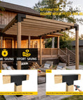 Pergola with 3-Way T-Shaped Pergola Brackets Kit For 6 By 6 Inch Lumber Beefy Heavy Duty Galvanized Steel With Matte Black Finish DIY Woodwork Brackets