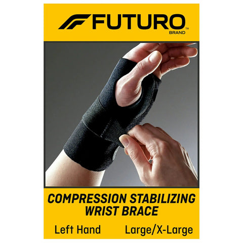 Left Hand Compression Wrist Brace With Three Adjustable Straps For A Custom Fit And Moderate Support Lets Your Fingers Move Naturally Easy To Use Black Size L/XL