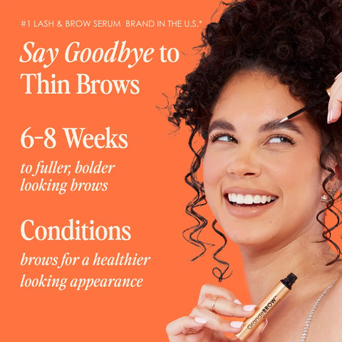 Woman applying Brow Boosting Serum For Fuller, Bolder Brows And Your Brow Game With Vitamins, Peptides, Antioxidants And Amino Acids