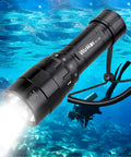 DL10R Dive Light 4500 Lumens Beast Mode Underwater Flashlight illuminating ocean depth, Type C Rechargeable, IPX-8 Waterproof