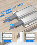 Close-up of 15 Pack Push To Open Cabinet Latch Set Heavy Duty Aluminum Magnetic Touch Release Hardware on wood door