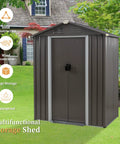 Outdoor Metal Tool Shed 5x3x6 Ft With Lockable Door And Side Window Waterproof Steel Garden Storage Shed For Backyard Patio And Lawn Heavy Duty Gray Utility Shelter