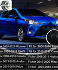Direct Fit Brake Fluid Reservoir Cap For Toyota 4Runner Tacoma Highlander Land Cruiser Camry Corolla RAV4 Avalon Mirai Prius Yaris Scion 47230 20140 Easy Install Replacement Cap in black beside a blue Toyota