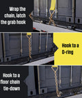 Beefy Two Strap System With 4 Inch By 30 Foot Heavy Duty Winch Straps With Chain End And Grab Hook For Flatbed Hauls 16200 Lbs