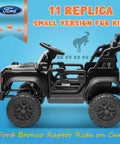 Licensed Ford Bronco Raptor 12V Ride On Car For Kids With Remote Control Battery Powered Toy For Toddlers in black