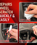 Matte Black Rim Touch Up Paint Pen Quick Cure For Curb Rash And Scuffed Wheels Auto Alloy Scratch Fix demonstration steps to repair scratches.