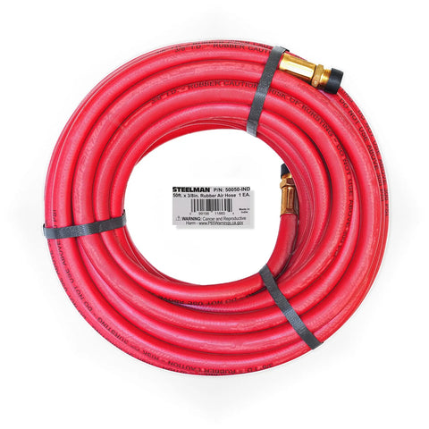 Fifty Foot Rubber Air Hose With Three Eighths Inch Inner Diameter And Brass Fittings For Pneumatic Tools 300 PSI 2