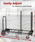 Compact Folding Equipment Dolly Converts Into 8 Handy Carts Heavy Duty Hand Truck shown adjusted from 25 to 40 inches