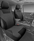 Universal Car Seat Covers Full Set With Front And Split Rear Bench, 3D Tire Embossed Interior Covers, Charcoal