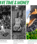 Comparison of lawn roller, electric scarifier, and Heavy Duty Lawn Aerator Shoes With Spikes For Effortless Yard Aeration And Healthy Grass Growth