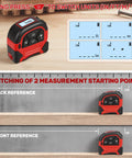 2 In 1 Digital Laser Tape Measure With 196ft Laser Distance And 16ft Manual Tape USB Rechargeable For Long Distance Measuring On Job Sites Home Renovation And Warehouses, front and back reference view