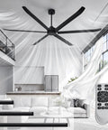 108 Inch Industrial Ceiling Fan No Light For Large Spaces Like Garages Gyms Barns And Restaurants Heavy Duty HVLS Powerhouse Delivers Serious Airflow And Cooling black blades in modern living room