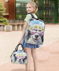 Girl wearing Border Collie Daisy Sunglass Backpack With Insulated Lunch Cooler Lightweight 15.6 Inch Laptop Daypack