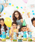 Children with Colorful Hot Air Balloon Party Favor Bags With Ties Rainbow Cartoon Bus Theme Clear Cellophane Candy Snack Bags