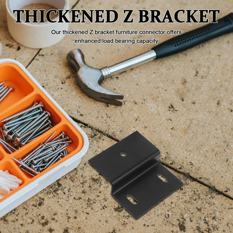 Rock Solid Z Shaped Shelf Brackets For Cabinets And Bathrooms, Heavy Duty Wall Mount Braces, shown with toolbox and hammer
