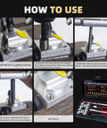 Image showing step-by-step use of Pro Grade M8x1.0 Thread Repair Kit With Stainless Steel Inserts, HSS Drill, tap, and toolkit.