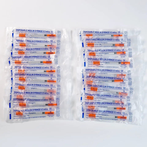 Bulk 100 Pack Disposable Syringes 0.5ml 32 Gauge 0.5cc Lab Supplies Individually Wrapped with Clear Graduation Scale and Smooth Piston for Easy One Hand Operation, 0.5ml sterile packs