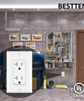 20 Pack Decor Wall Receptacle Outlet With Wall Plate, 20 Amp Tamper-Resistant TR Electrical Outlet, 125V, 2500W, functional in a garage setting