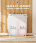 Top Tier Compact Portable Washing Machine With Fast Spin Dryer, Straight Up Solid Mini Semi Automatic Laundry Washer in home setting.