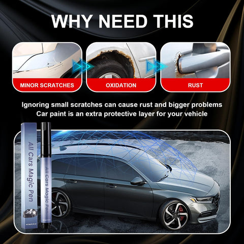 Image showing benefits of using Two Pack Car Scratch Remover Pen Quick Fix For Scratches And Paint Damage Weatherproof Finish.