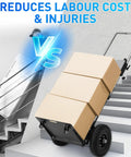 Powerful 1200W Electric Stair Climbing Dolly with Huge 900 Lbs Capacity moving boxes up stairs safely.