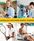 People using Wrist Brace And Support Wraps For Workouts And Daily Use Comfortable Compression Strap For Pain Relief, various activities shown.