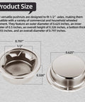 8 Pack Spring Steel Push On Pushnut Caps With Mechanical Zinc Plating For One Half Inch Axles, size dimensions shown