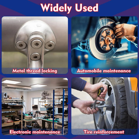 Widely used blue medium strength thread locker in metal, automobile, electronic maintenance, and tire reinforcement applications.