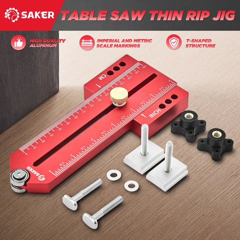 Thin Rip Jig Table Saw Guide For Repetitive Narrow Strip Cuts Fits 3/4 X 3/8 Inch Slots Pro Grade Heavy Duty CNC aluminum