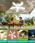 Outdoor Solar Ceiling Fan With Light 21 Inch Portable 30W Remote Controlled Wireless Battery Powered for camping outdoors