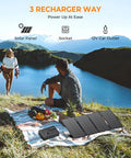 Outdoors with Solar Powered Generator 200W Portable Power Station With 40W Solar Panel 146Wh Battery