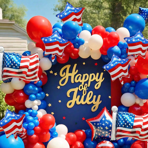 Red White Blue Balloon Garland Kit 131PCS Patriotic Party Supplies For Fourth Of July Independence Day DIY Arch USA Flag Star Balloons