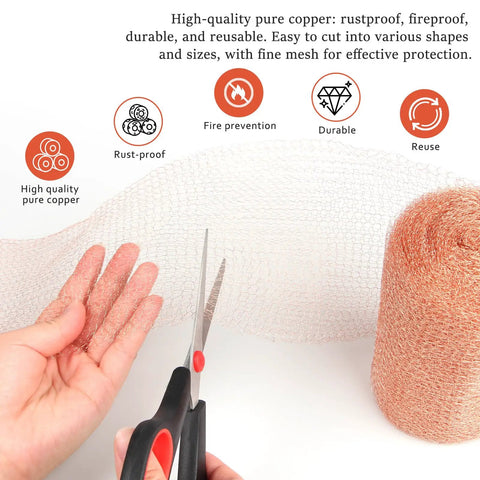 Copper Mesh Rodent Control Roll 5 Inch By 35 Feet Copper Wire Screen For Mice And Rats Bat And Snail Barrier DIY Blocker