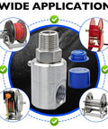 Half Inch MXF Hose Reel Swivel With Grease Zerk Fitting 5124 NiAl Heavy Duty Joint For Home Garage And Industrial Steel Reels Pro Grade Performance Reduces Hose Twist Wear And Fatigue Smooth Rotation. Nickel-plated steel hose reel swivel fitting