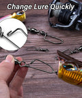 20 Pack Ball Bearing Swivels With Snaps For Fishing Tackle Premium Heavy Duty Saltwater Freshwater Gear Coastlock Barrel Swivels Leader Connectors Downrigger Planer Release Clips 49Lb, lure and reel setup
