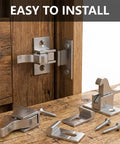 4 Pack Heavy Duty Elbow Latch Set, Silver Finished Solid Brass Cabinet Door Catch For RV, Cupboard, Wardrobe And Window, Screws Included