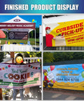 Finished display of Personalized Vinyl Banner For Any Occasion Create Large 2 By 1 Foot To 20 By 10 Foot Signs various designs.