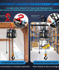 Electric Hoist Pro 1100lb Winch With Single And Double Hooks, 110v 120v Beefed Up Lift System, hook setup options