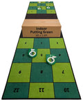 Indoor Putting Green Mat With Four Cups And Target Zones For Home Practice, 9ft By 2.5ft, green and black with numbers