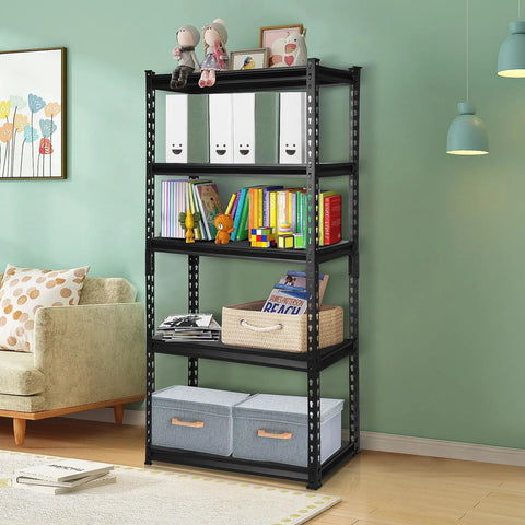 Heavy Duty Five Tier Metal Shelving Unit 1650 Pound Capacity Adjustable Layers For Garage Basement Kitchen Or Warehouse 27.5 By 12 By 59.8 Inches Straight Up Rock Solid Storage Rack